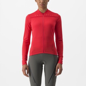 Castelli ANIMA 4 LONG SLEEVE Women Jersey Red | IDM-170326