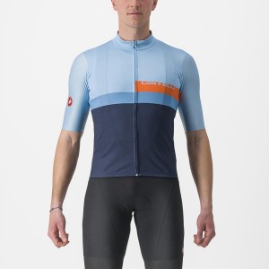 Castelli A BLOCCO Men Jersey Blue / Deep Red Orange | WNT-435072