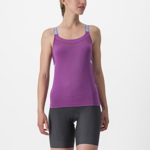 Castelli BAVETTE TOP Women Jersey Purple White | CSO-397402