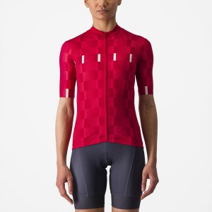 Castelli DIMENSIONE Women Jersey Red / White | YUP-394675