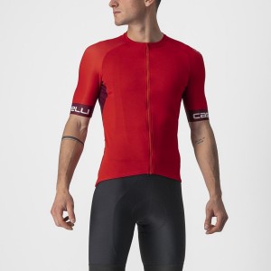 Castelli ENTRATA VI Men Jersey Red / Burgundy / White | JNT-958047