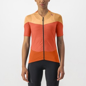 Castelli GRADIENT COLOR BLOCK Women Jersey Deep Red Orange / Orange | SET-692108