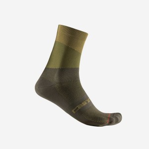 Castelli ORIZZONTE 15 Men Socks Olive / Deep Green | BDC-687091