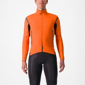 Castelli PERFETTO RoS 2 CONVERTIBLE Men Jackets Red Orange / Dark Grey | QXA-643528