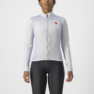 Castelli SFIDA 2 FZ Women Jersey Silver Grey / White | TGL-584769