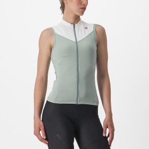 Castelli SOLARIS SLEEVELESS Women Jersey Green / White | PQR-673102