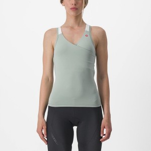 Castelli SOLARIS TOP Women Jersey Green / White | EIH-407583