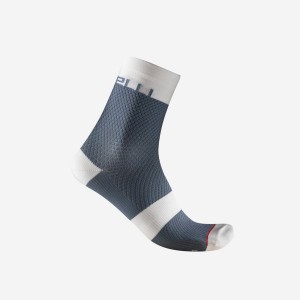 Castelli VELOCISSIMA 12 Women Socks Light Grey Blue / White | BZA-437685