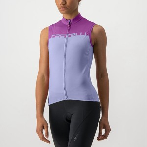 Castelli VELOCISSIMA SLEEVELESS Women Jersey Purple White | NOG-201958