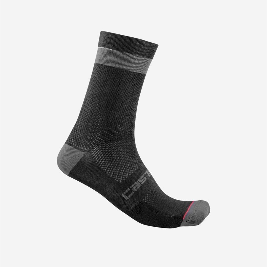 Castelli ALPHA 18 Men Socks Black / Dark Grey | NWG-052673