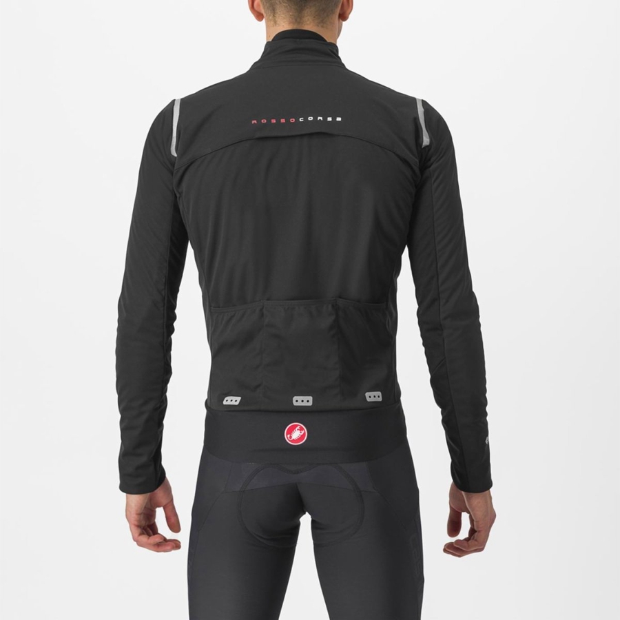 Castelli ALPHA DOPPIO ROS Men Jackets Black / Silver / Dark | YCH-514892