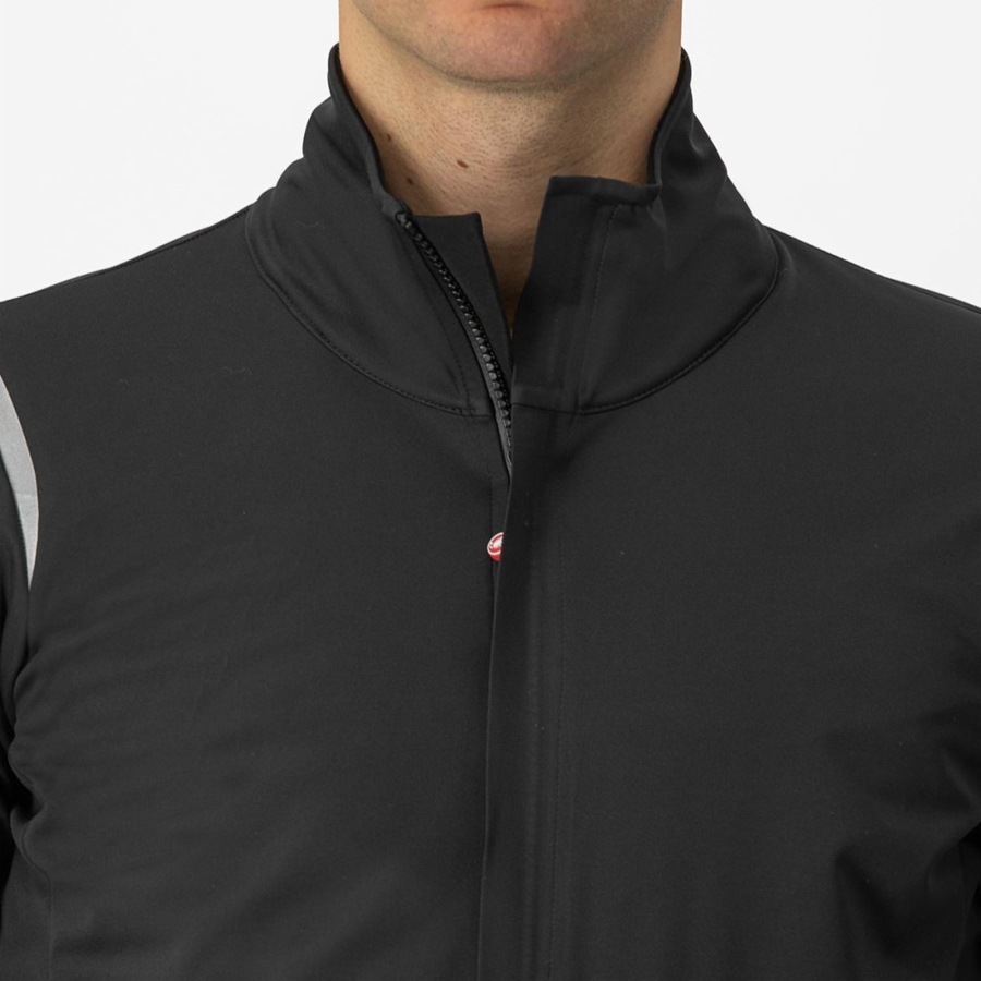 Castelli ALPHA DOPPIO ROS Men Jackets Black / Silver / Dark | YCH-514892