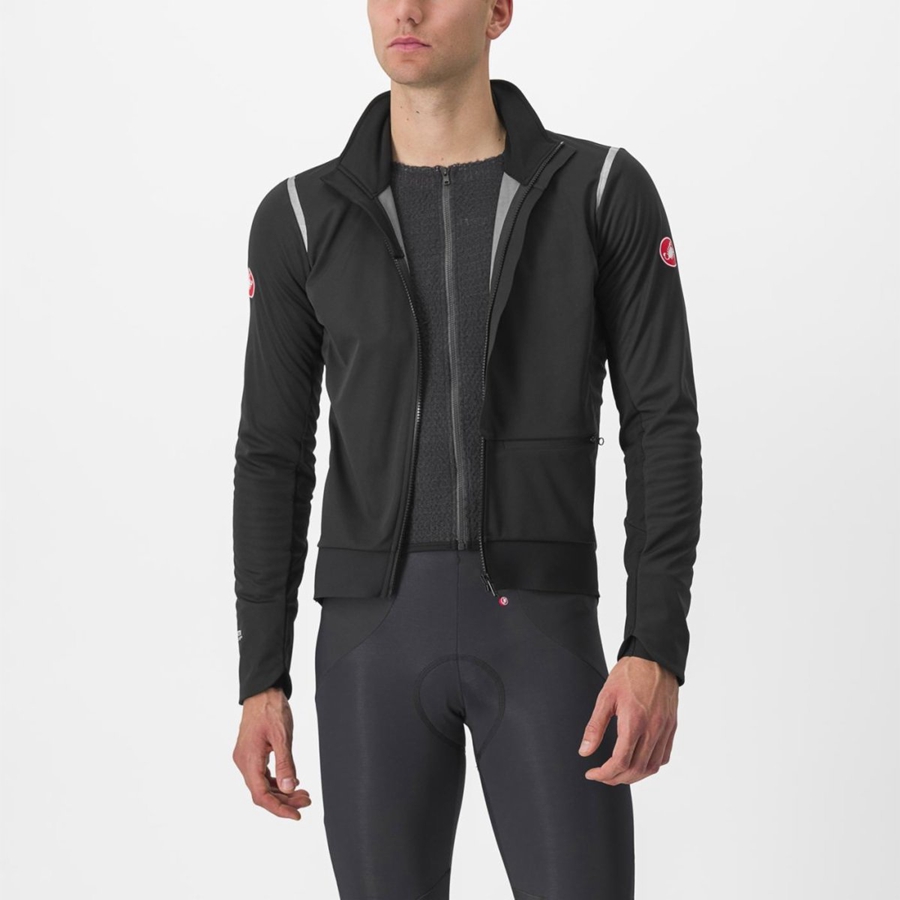 Castelli ALPHA DOPPIO ROS Men Jackets Black / Silver / Dark | YCH-514892