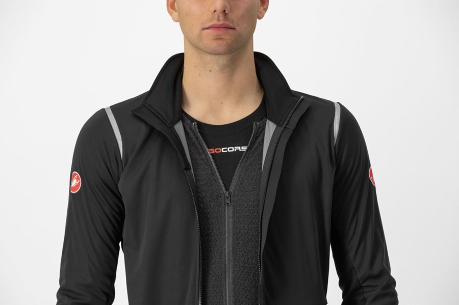 Castelli ALPHA DOPPIO ROS Men Jackets Black / Silver / Dark | YCH-514892