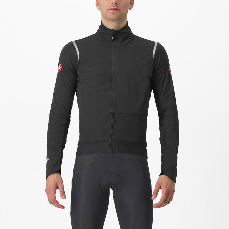 Castelli ALPHA DOPPIO ROS Men Jackets Black / Silver / Dark | YCH-514892