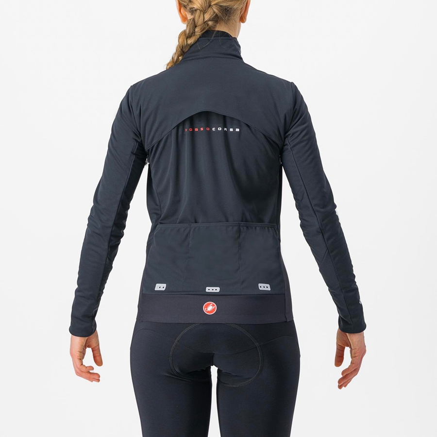 Castelli ALPHA DOPPIO ROS W Women Jackets Black / Silver / Dark | ONP-530876