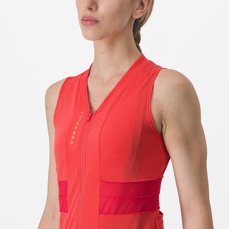 Castelli ANIMA 4 SLEEVELESS Women Jersey Orange | SLK-869712