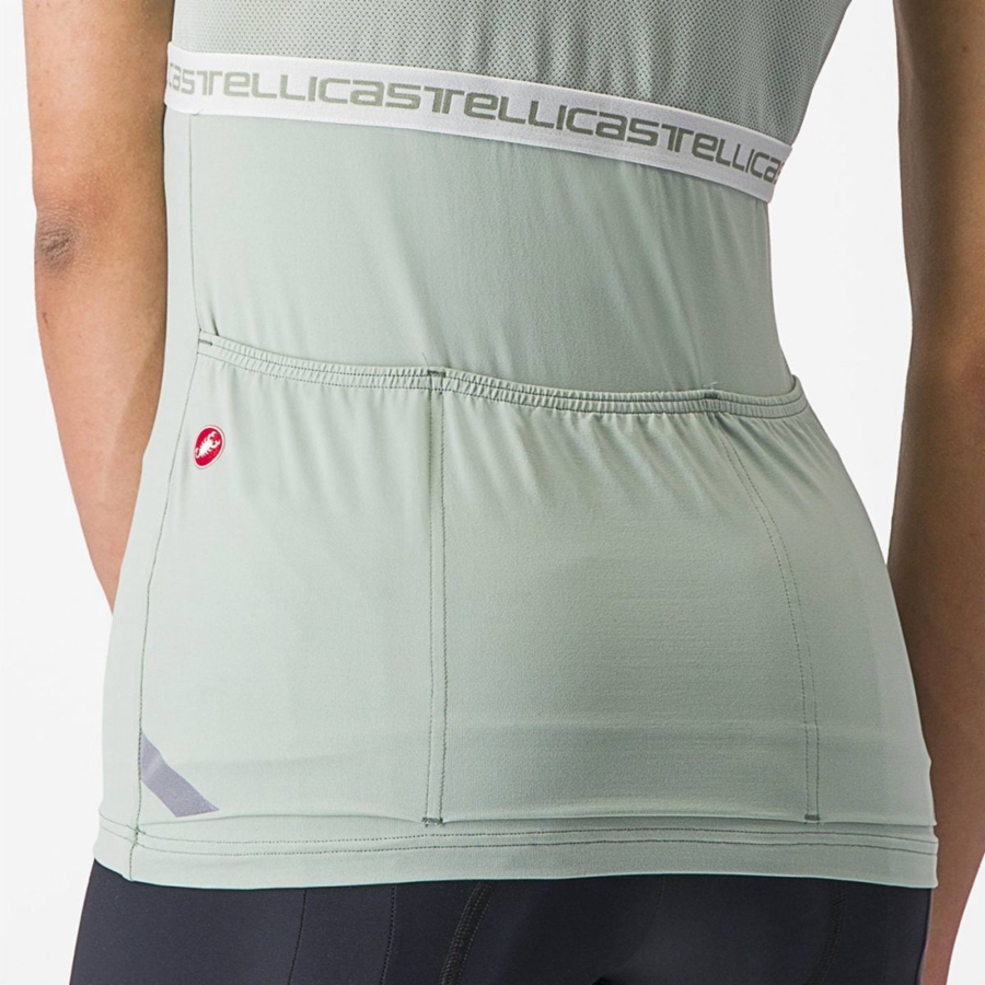 Castelli BAVETTE TOP Women Jersey Green / White | QLZ-956082