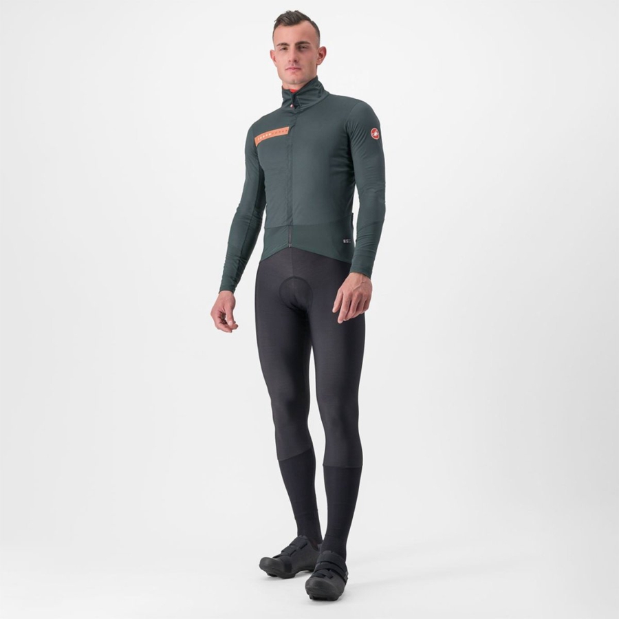 Castelli BETA RoS Men Jackets Green / Red Orange | QRT-826913