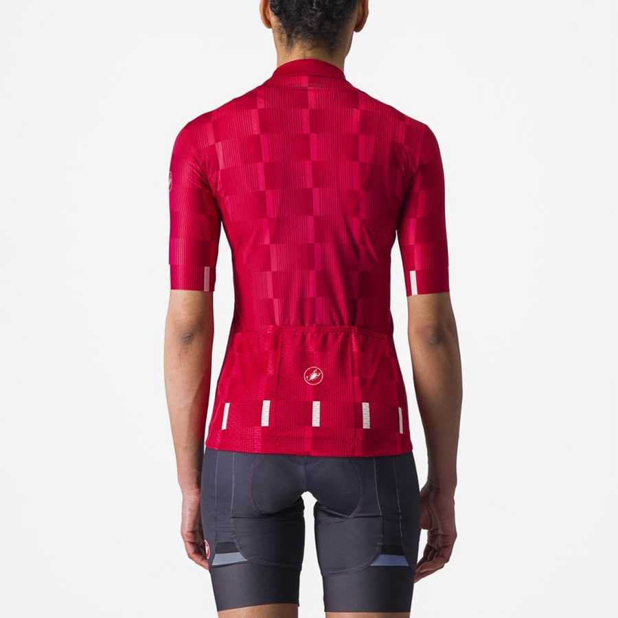 Castelli DIMENSIONE Women Jersey Red / White | YUP-394675