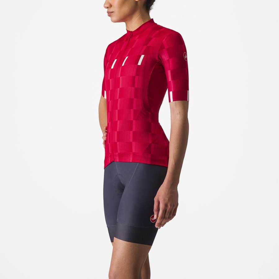 Castelli DIMENSIONE Women Jersey Red / White | YUP-394675