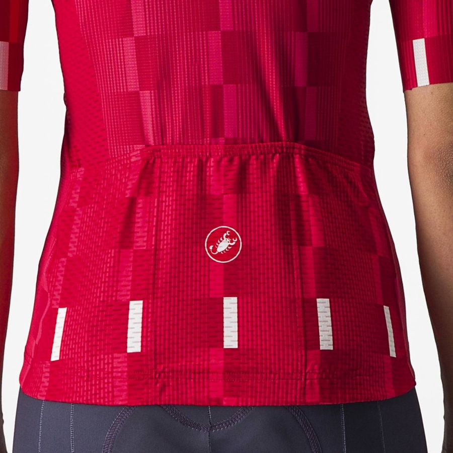 Castelli DIMENSIONE Women Jersey Red / White | YUP-394675