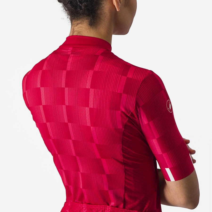 Castelli DIMENSIONE Women Jersey Red / White | YUP-394675