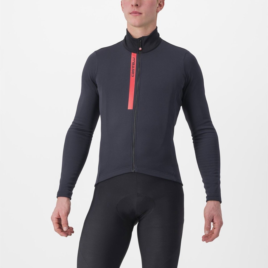 Castelli ENTRATA THERMAL Men Jersey Black / Red | VHY-497230