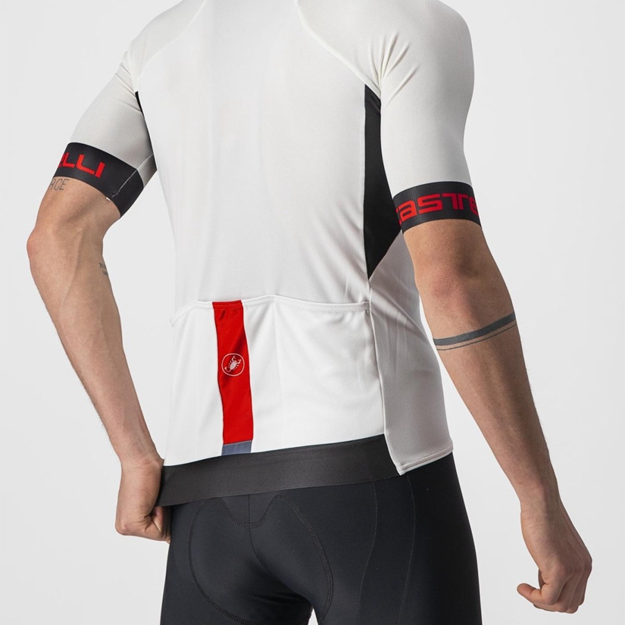 Castelli ENTRATA VI Men Jersey White / Black / Red | LQG-340867