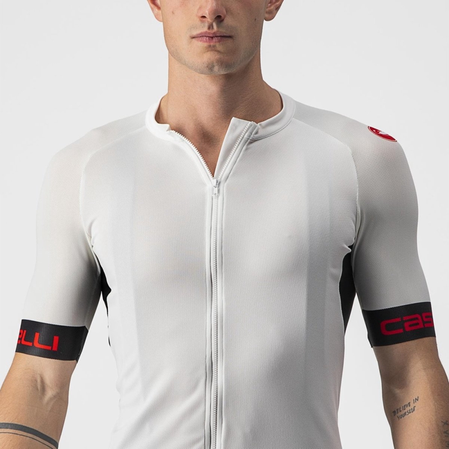 Castelli ENTRATA VI Men Jersey White / Black / Red | LQG-340867