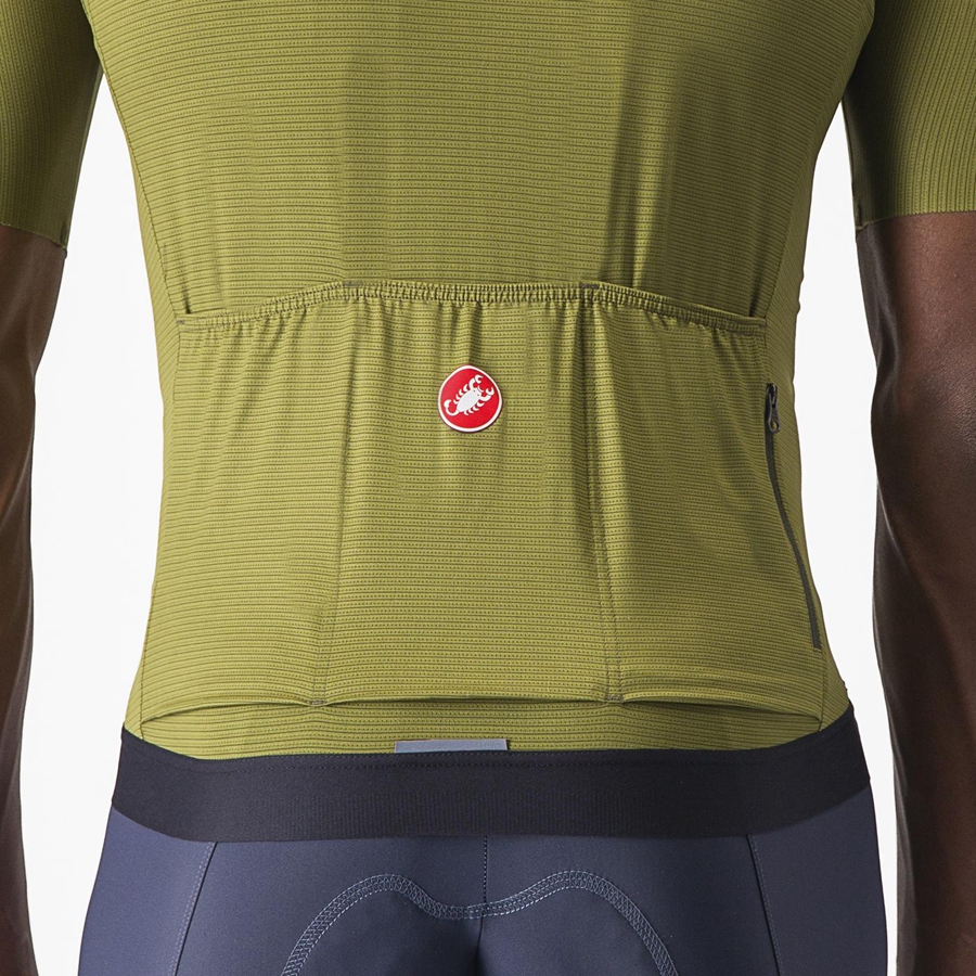 Castelli ESPRESSO Men Jersey Olive / Light Green | ABF-821937