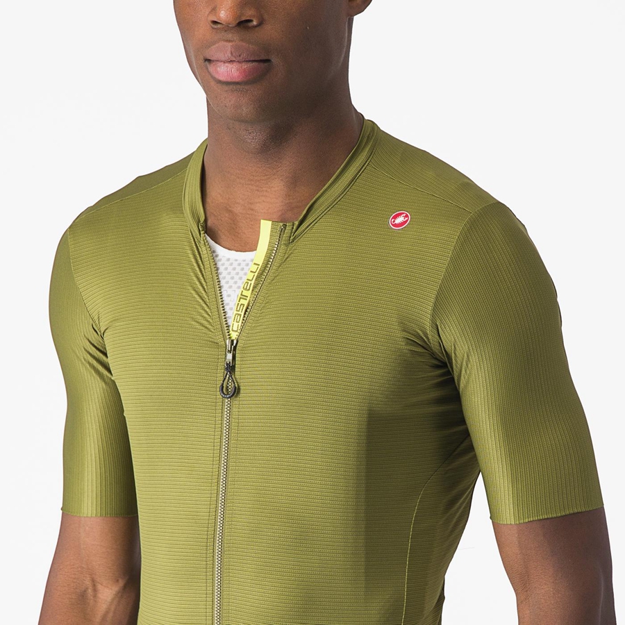 Castelli ESPRESSO Men Jersey Olive / Light Green | ABF-821937