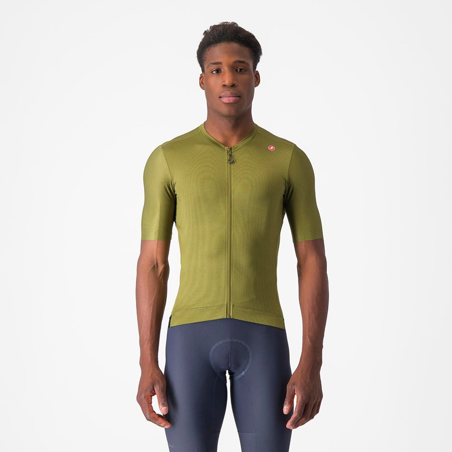 Castelli ESPRESSO Men Jersey Olive / Light Green | ABF-821937