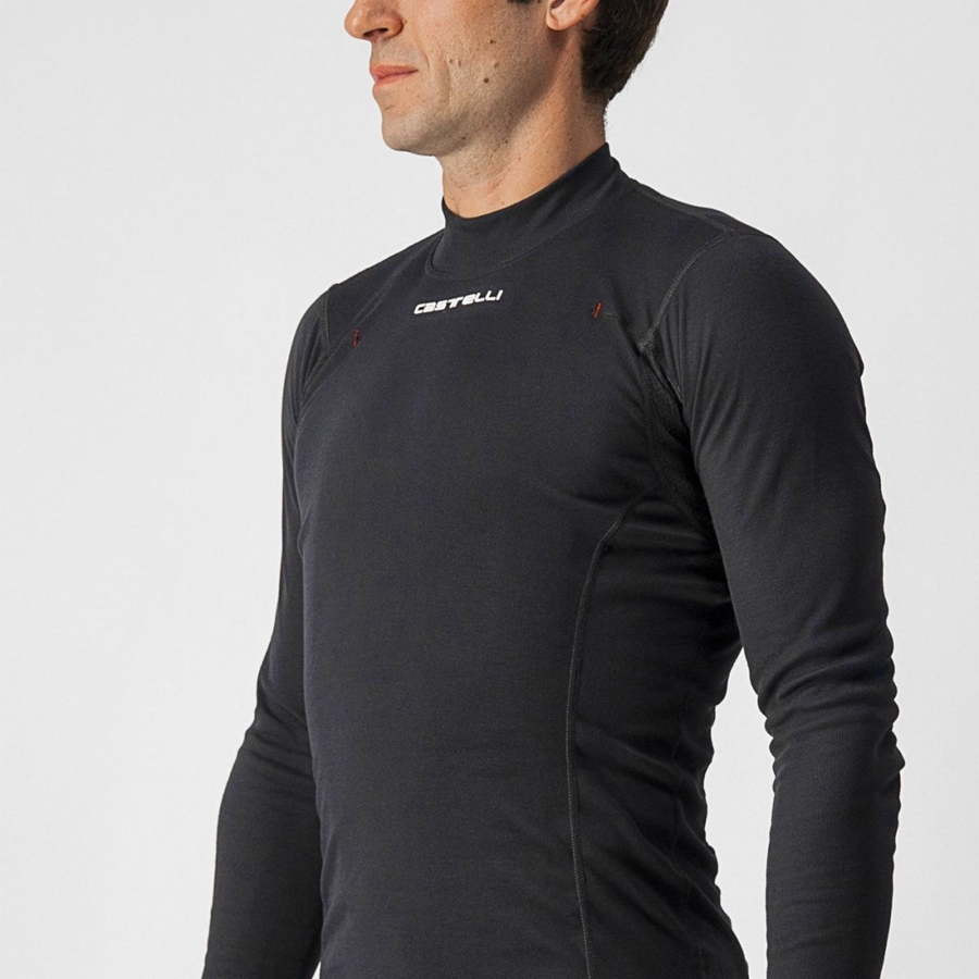 Castelli FLANDERS WARM LONG SLEEVE Men Base Layer Black | QVM-012648