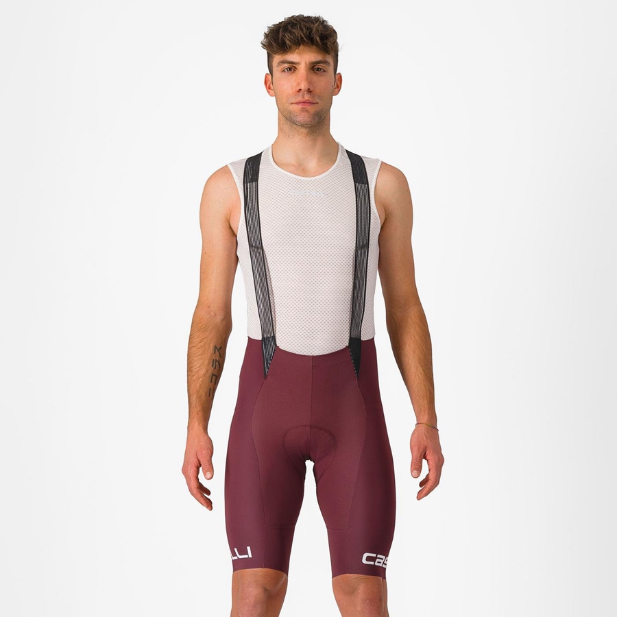 Castelli FREE AERO RC CLASSIC Men Bib Shorts Deep Burgundy / White | RGF-475629