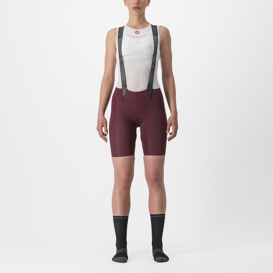 Castelli FREE AERO RC W Women Bib Shorts Deep Burgundy | JGU-258976