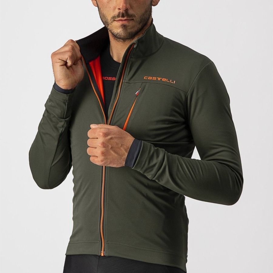 Castelli GO Men Jackets Green / Red | TGK-613047