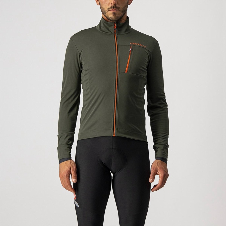 Castelli GO Men Jackets Green / Red | TGK-613047