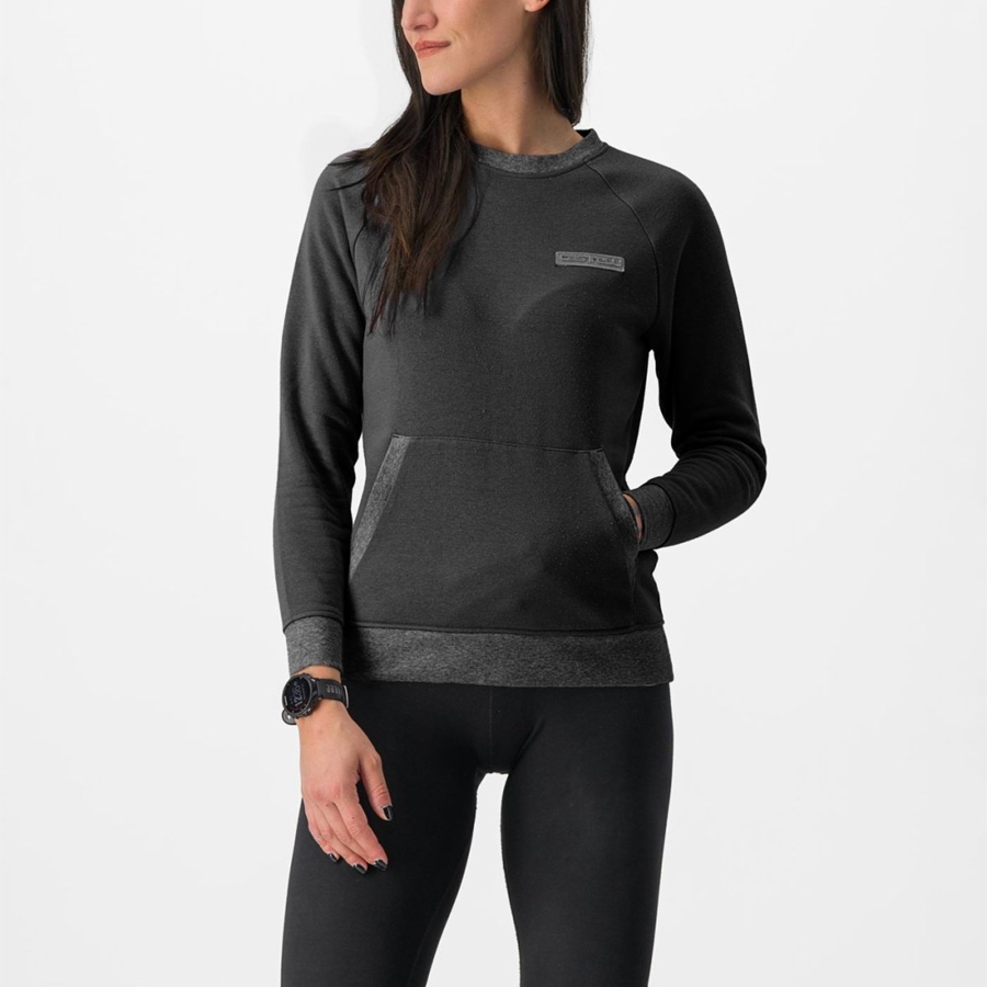 Castelli LOGO W SWEATSHIRT Women Casual Black | XQL-745632