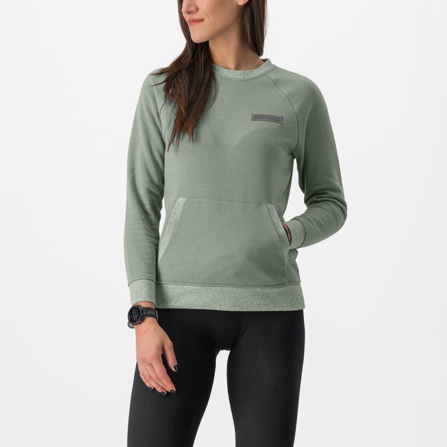 Castelli LOGO W SWEATSHIRT Women Casual Green | XBF-876521