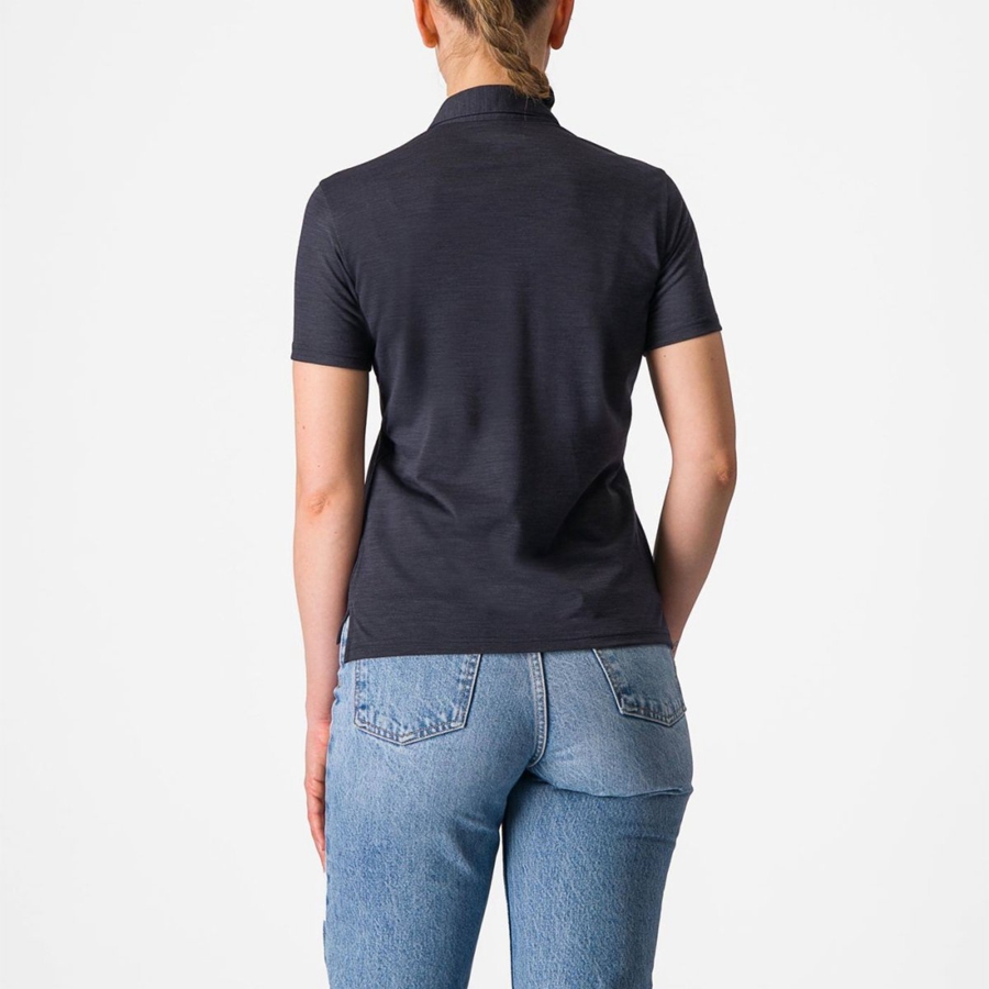 Castelli MERINO W POLO Women Casual Black | FXG-458239