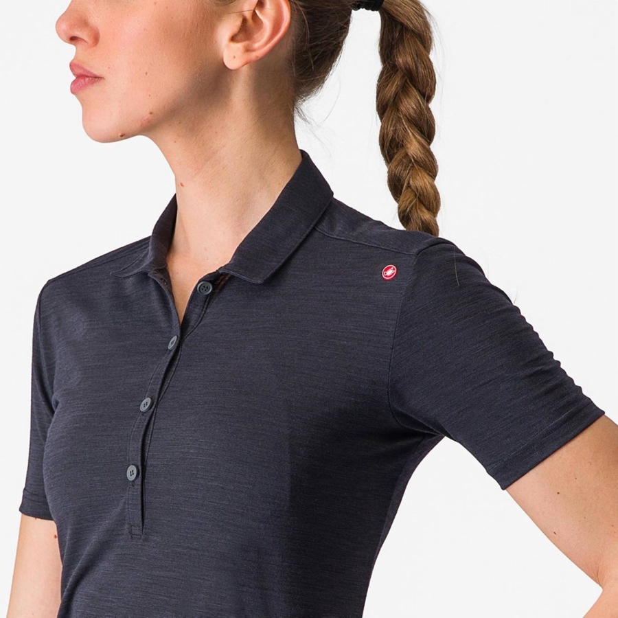 Castelli MERINO W POLO Women Casual Black | FXG-458239