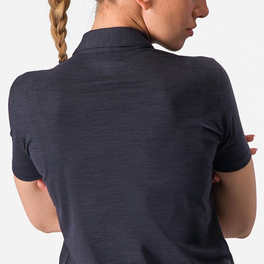 Castelli MERINO W POLO Women Casual Black | FXG-458239