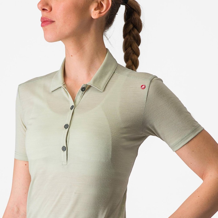 Castelli MERINO W POLO Women Casual Green | URG-721498