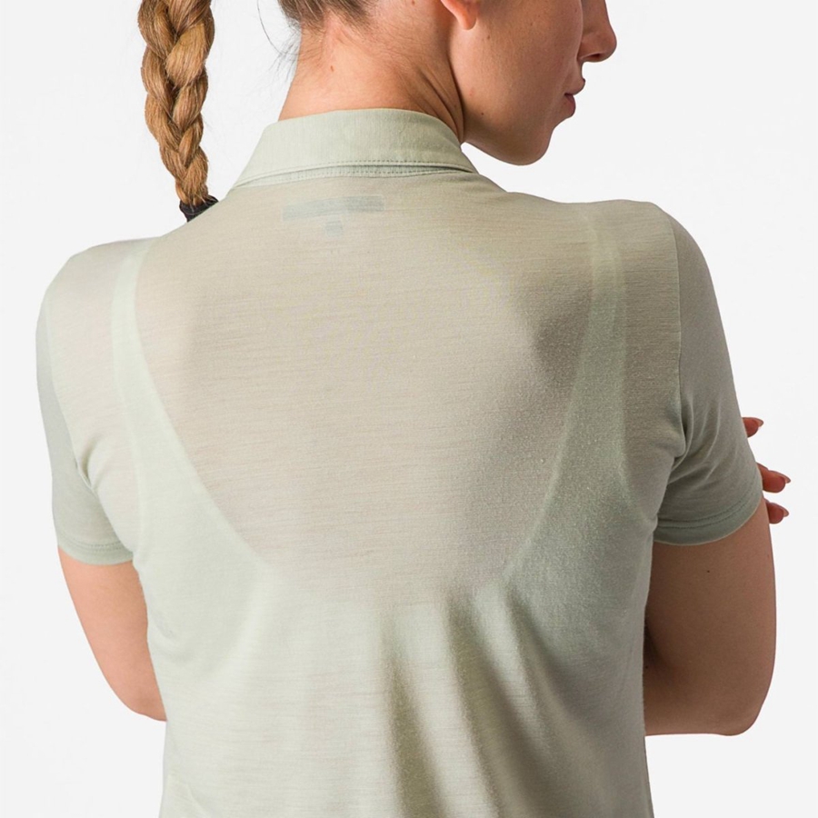 Castelli MERINO W POLO Women Casual Green | URG-721498