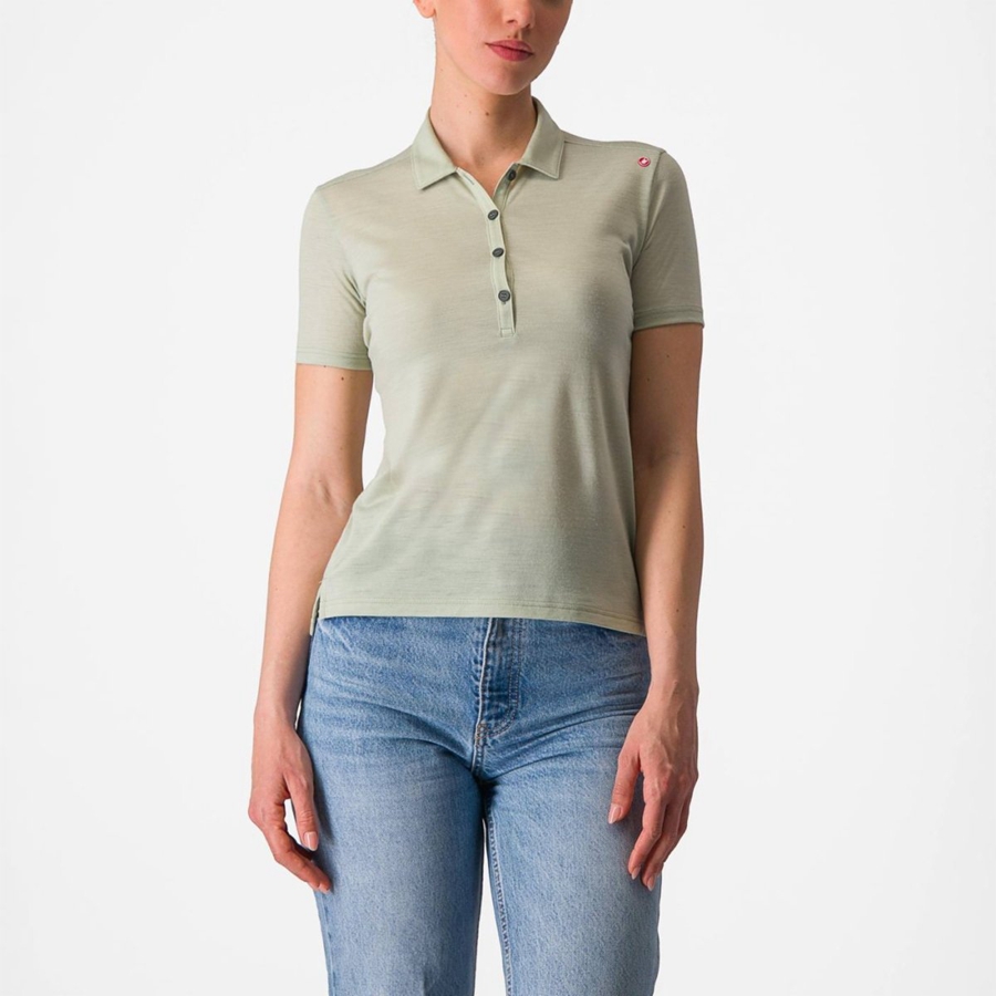 Castelli MERINO W POLO Women Casual Green | URG-721498