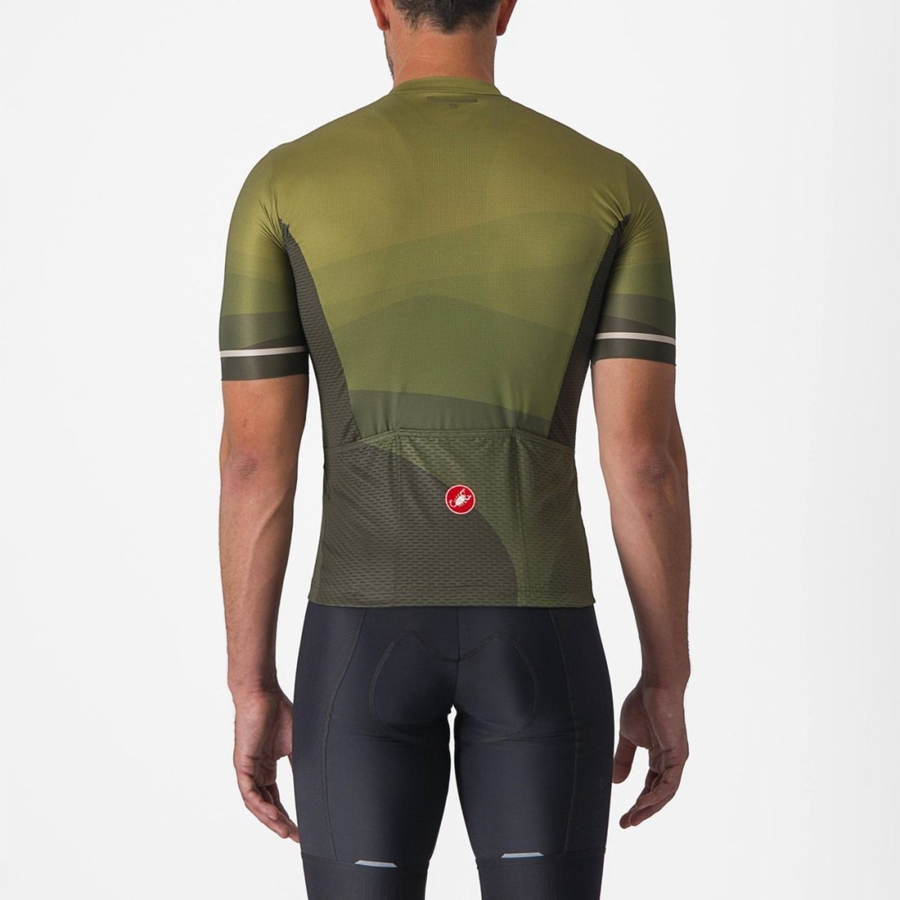 Castelli ORIZZONTE Men Jersey Deep Green / Olive / Silver | QHB-946053