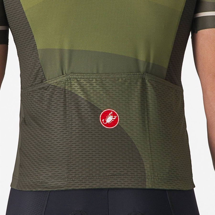 Castelli ORIZZONTE Men Jersey Deep Green / Olive / Silver | QHB-946053