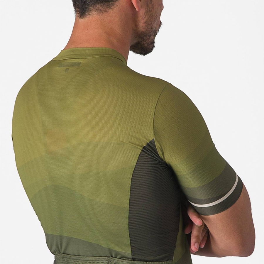 Castelli ORIZZONTE Men Jersey Deep Green / Olive / Silver | QHB-946053