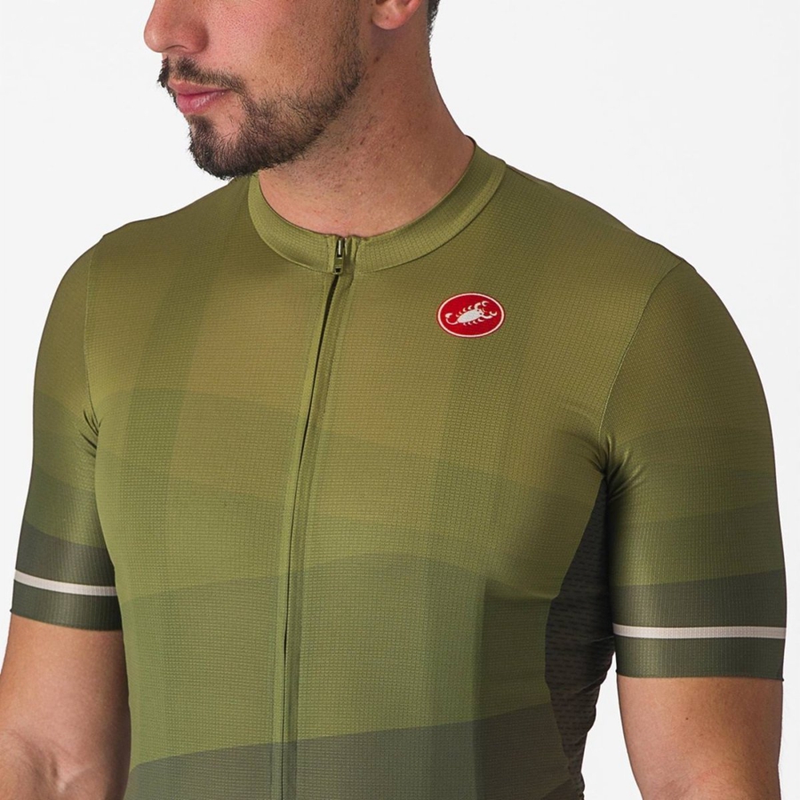 Castelli ORIZZONTE Men Jersey Deep Green / Olive / Silver | QHB-946053